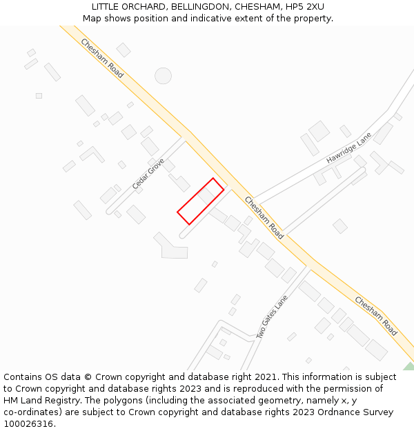 LITTLE ORCHARD, BELLINGDON, CHESHAM, HP5 2XU: Location map and indicative extent of plot