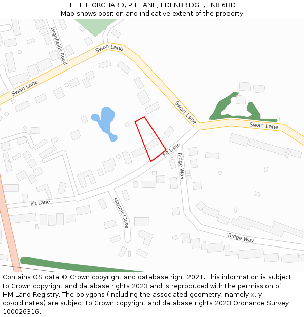 LITTLE ORCHARD, PIT LANE, EDENBRIDGE, TN8 6BD: Location map and indicative extent of plot