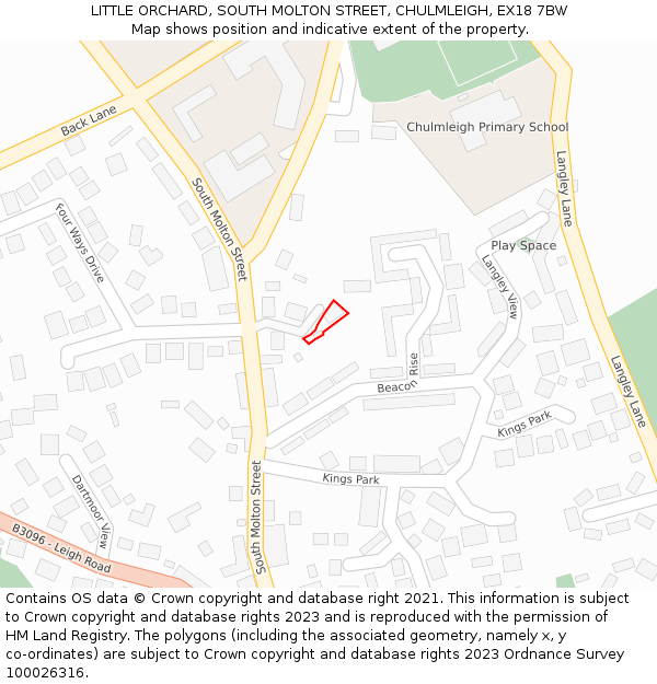 LITTLE ORCHARD, SOUTH MOLTON STREET, CHULMLEIGH, EX18 7BW: Location map and indicative extent of plot