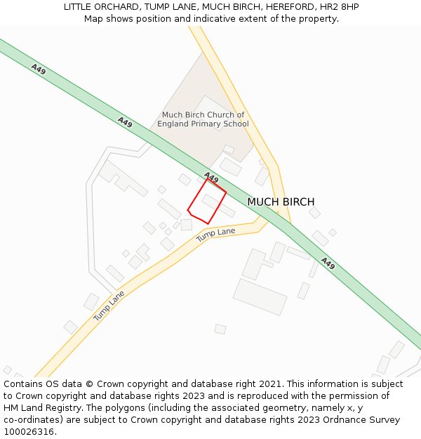 LITTLE ORCHARD, TUMP LANE, MUCH BIRCH, HEREFORD, HR2 8HP: Location map and indicative extent of plot