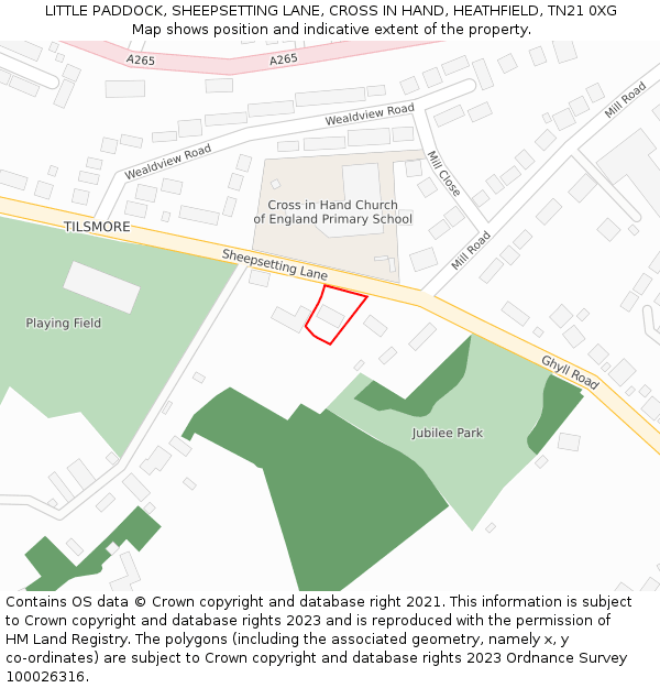 LITTLE PADDOCK, SHEEPSETTING LANE, CROSS IN HAND, HEATHFIELD, TN21 0XG: Location map and indicative extent of plot