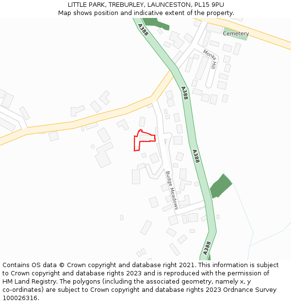 LITTLE PARK, TREBURLEY, LAUNCESTON, PL15 9PU: Location map and indicative extent of plot