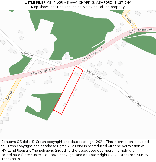 LITTLE PILGRIMS, PILGRIMS WAY, CHARING, ASHFORD, TN27 0NA: Location map and indicative extent of plot