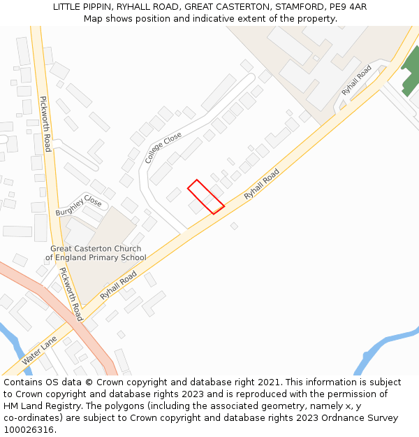 LITTLE PIPPIN, RYHALL ROAD, GREAT CASTERTON, STAMFORD, PE9 4AR: Location map and indicative extent of plot