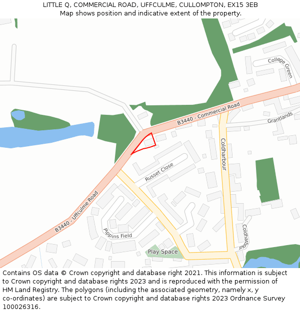 LITTLE Q, COMMERCIAL ROAD, UFFCULME, CULLOMPTON, EX15 3EB: Location map and indicative extent of plot