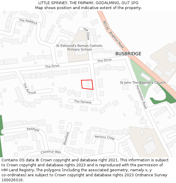 LITTLE SPINNEY, THE FAIRWAY, GODALMING, GU7 1PG: Location map and indicative extent of plot