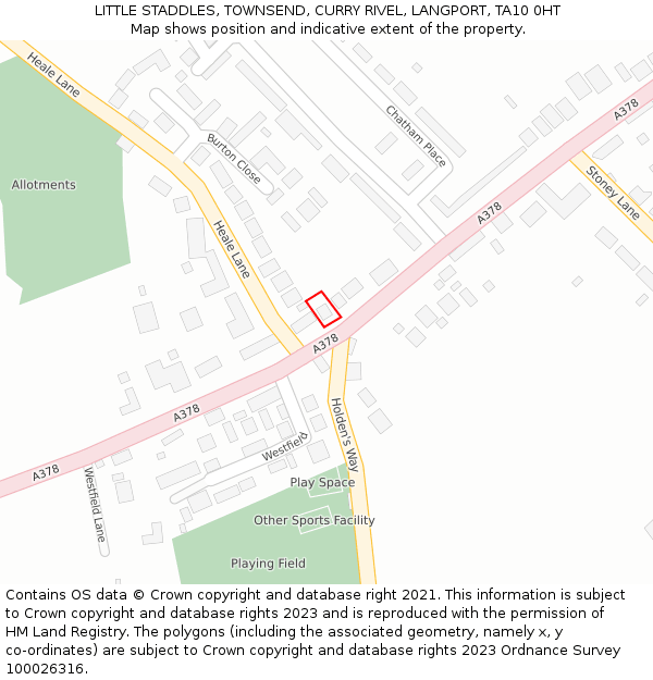 LITTLE STADDLES, TOWNSEND, CURRY RIVEL, LANGPORT, TA10 0HT: Location map and indicative extent of plot