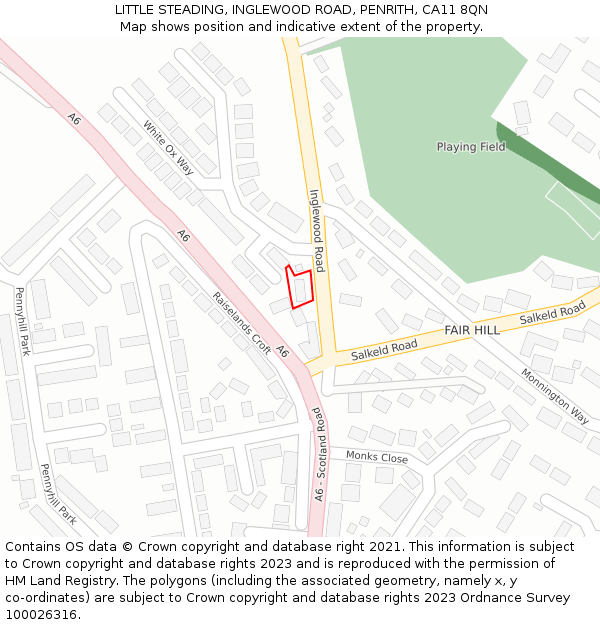 LITTLE STEADING, INGLEWOOD ROAD, PENRITH, CA11 8QN: Location map and indicative extent of plot