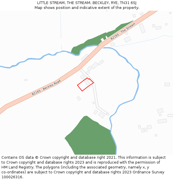 LITTLE STREAM, THE STREAM, BECKLEY, RYE, TN31 6SJ: Location map and indicative extent of plot
