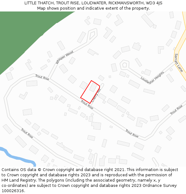 LITTLE THATCH, TROUT RISE, LOUDWATER, RICKMANSWORTH, WD3 4JS: Location map and indicative extent of plot