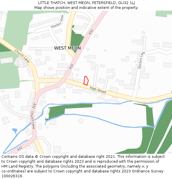 LITTLE THATCH, WEST MEON, PETERSFIELD, GU32 1LJ: Location map and indicative extent of plot