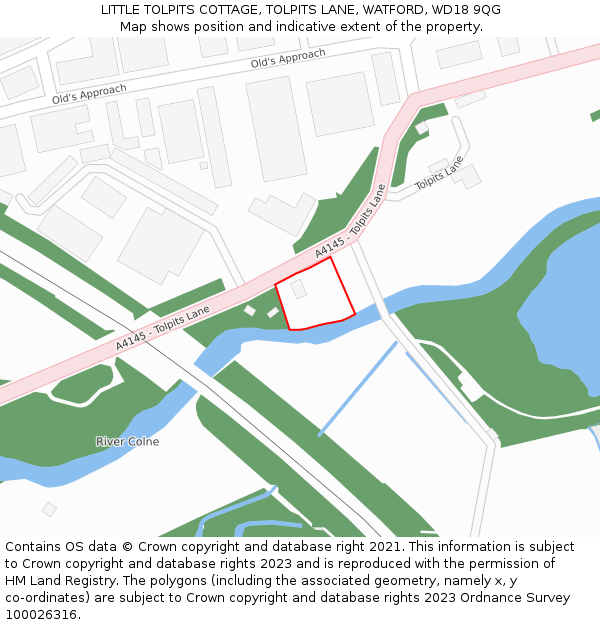 LITTLE TOLPITS COTTAGE, TOLPITS LANE, WATFORD, WD18 9QG: Location map and indicative extent of plot