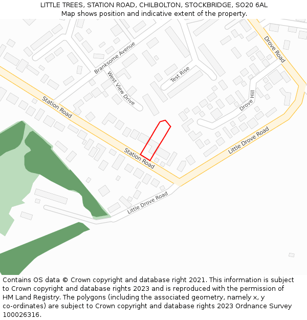 LITTLE TREES, STATION ROAD, CHILBOLTON, STOCKBRIDGE, SO20 6AL: Location map and indicative extent of plot