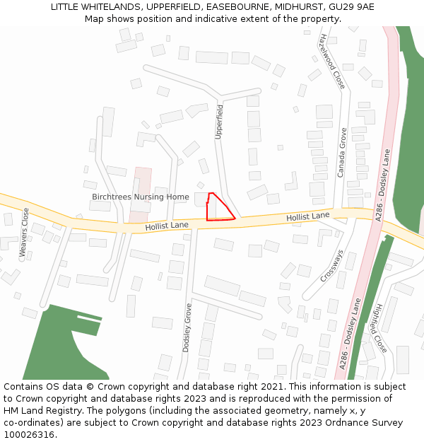 LITTLE WHITELANDS, UPPERFIELD, EASEBOURNE, MIDHURST, GU29 9AE: Location map and indicative extent of plot