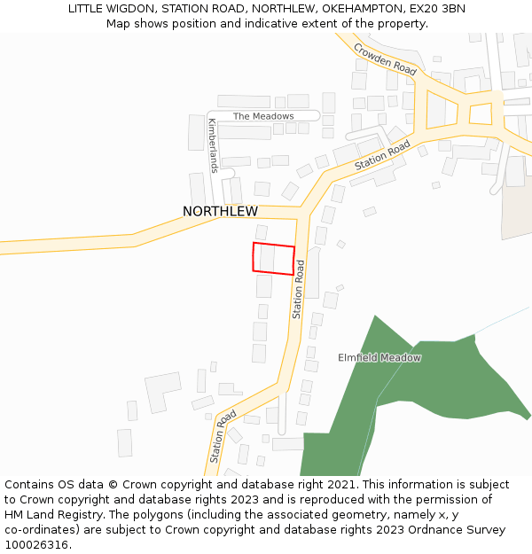 LITTLE WIGDON, STATION ROAD, NORTHLEW, OKEHAMPTON, EX20 3BN: Location map and indicative extent of plot