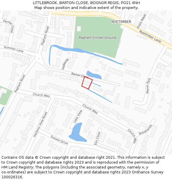 LITTLEBROOK, BARTON CLOSE, BOGNOR REGIS, PO21 4NH: Location map and indicative extent of plot