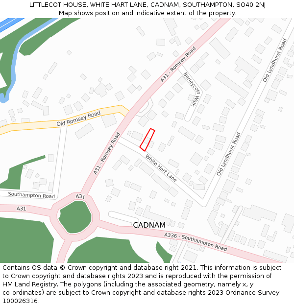 LITTLECOT HOUSE, WHITE HART LANE, CADNAM, SOUTHAMPTON, SO40 2NJ: Location map and indicative extent of plot