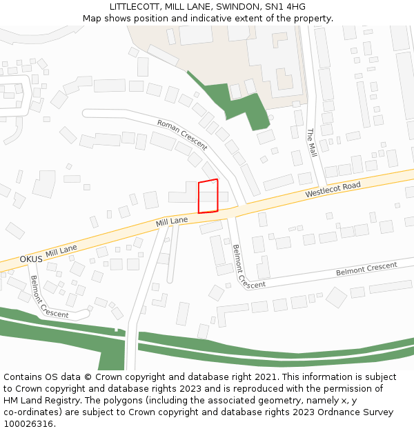 LITTLECOTT, MILL LANE, SWINDON, SN1 4HG: Location map and indicative extent of plot