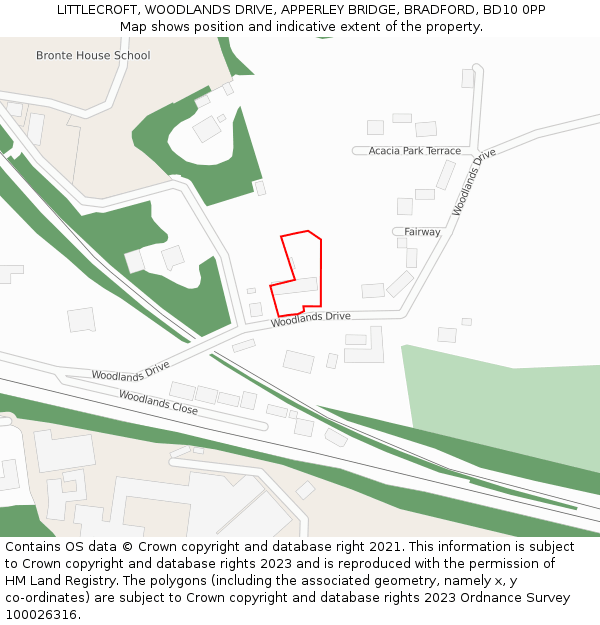 LITTLECROFT, WOODLANDS DRIVE, APPERLEY BRIDGE, BRADFORD, BD10 0PP: Location map and indicative extent of plot