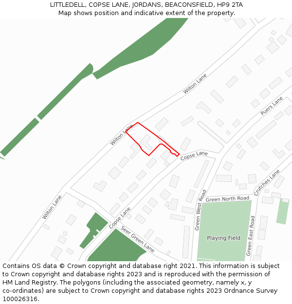 LITTLEDELL, COPSE LANE, JORDANS, BEACONSFIELD, HP9 2TA: Location map and indicative extent of plot