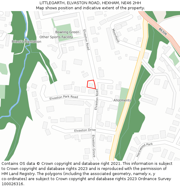 LITTLEGARTH, ELVASTON ROAD, HEXHAM, NE46 2HH: Location map and indicative extent of plot