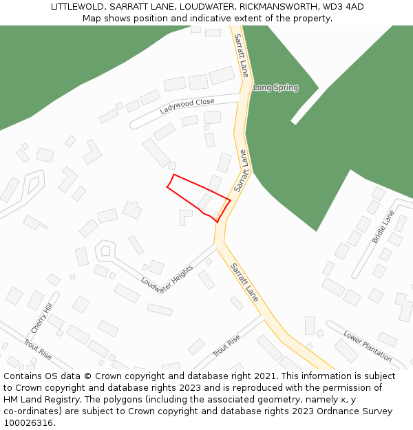 LITTLEWOLD, SARRATT LANE, LOUDWATER, RICKMANSWORTH, WD3 4AD: Location map and indicative extent of plot