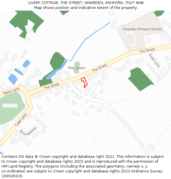 LIVERY COTTAGE, THE STREET, SMARDEN, ASHFORD, TN27 8NB: Location map and indicative extent of plot