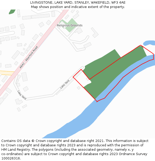 LIVINGSTONE, LAKE YARD, STANLEY, WAKEFIELD, WF3 4AE: Location map and indicative extent of plot