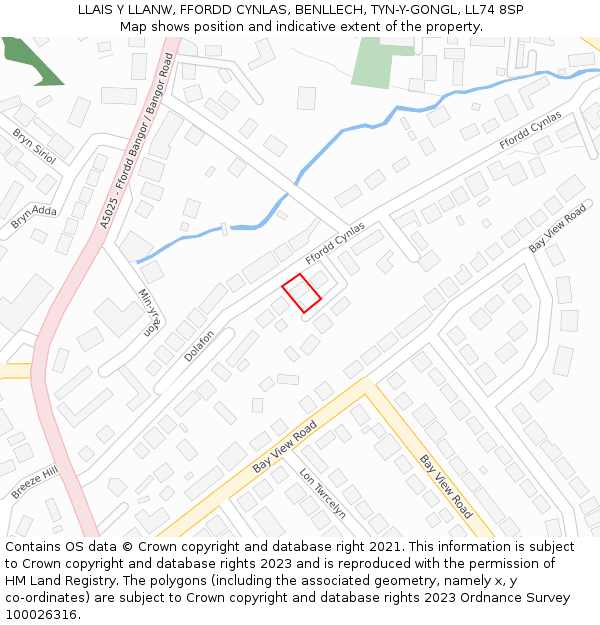 LLAIS Y LLANW, FFORDD CYNLAS, BENLLECH, TYN-Y-GONGL, LL74 8SP: Location map and indicative extent of plot