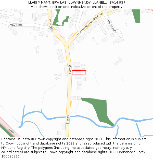 LLAIS Y NANT, ERW LAS, LLWYNHENDY, LLANELLI, SA14 9SF: Location map and indicative extent of plot