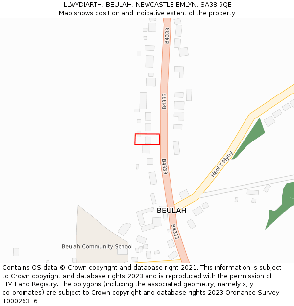 LLWYDIARTH, BEULAH, NEWCASTLE EMLYN, SA38 9QE: Location map and indicative extent of plot
