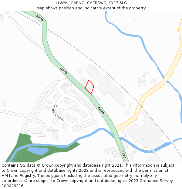 LLWYN, CARNO, CAERSWS, SY17 5LG: Location map and indicative extent of plot