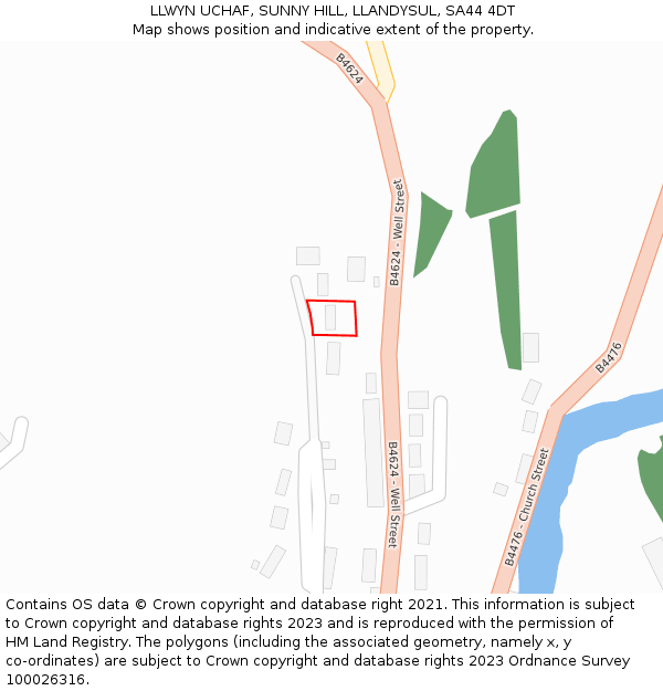 LLWYN UCHAF, SUNNY HILL, LLANDYSUL, SA44 4DT: Location map and indicative extent of plot