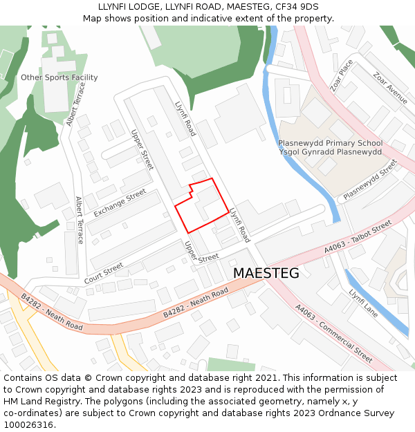 LLYNFI LODGE, LLYNFI ROAD, MAESTEG, CF34 9DS: Location map and indicative extent of plot