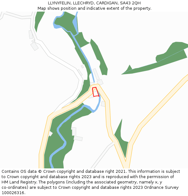 LLYNYFELIN, LLECHRYD, CARDIGAN, SA43 2QH: Location map and indicative extent of plot