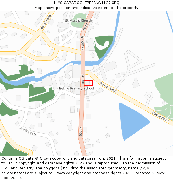 LLYS CARADOG, TREFRIW, LL27 0RQ: Location map and indicative extent of plot
