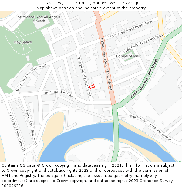LLYS DEWI, HIGH STREET, ABERYSTWYTH, SY23 1JG: Location map and indicative extent of plot