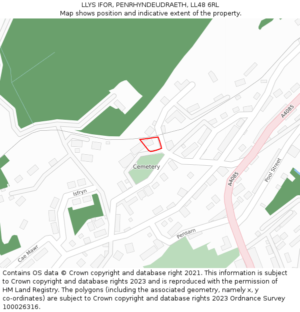 LLYS IFOR, PENRHYNDEUDRAETH, LL48 6RL: Location map and indicative extent of plot