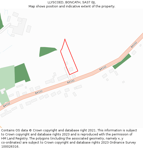 LLYSCOED, BONCATH, SA37 0JL: Location map and indicative extent of plot