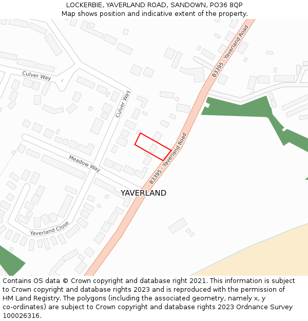 LOCKERBIE, YAVERLAND ROAD, SANDOWN, PO36 8QP: Location map and indicative extent of plot