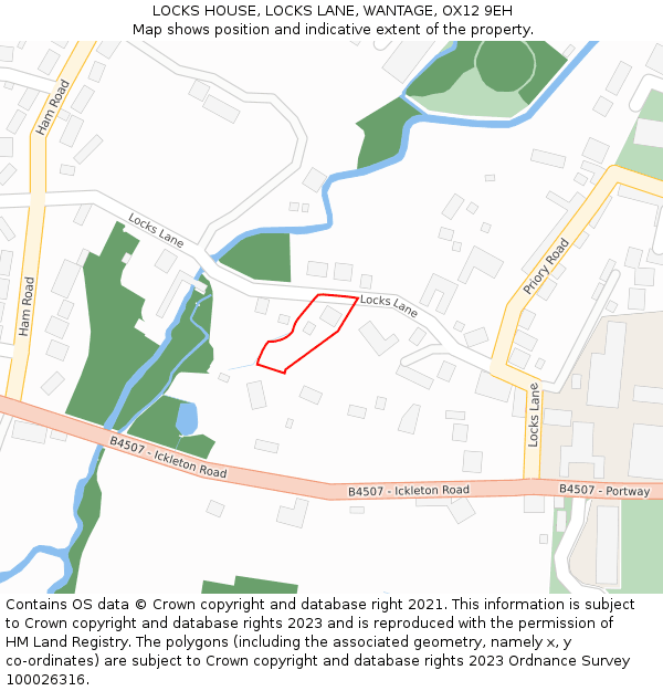 LOCKS HOUSE, LOCKS LANE, WANTAGE, OX12 9EH: Location map and indicative extent of plot