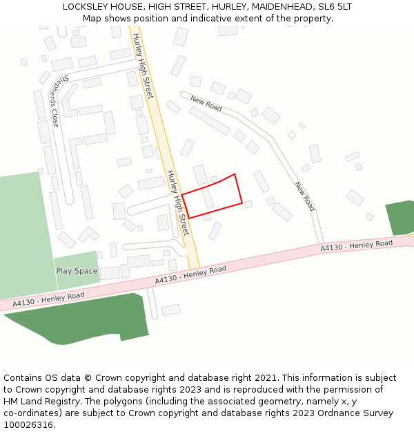 LOCKSLEY HOUSE, HIGH STREET, HURLEY, MAIDENHEAD, SL6 5LT: Location map and indicative extent of plot