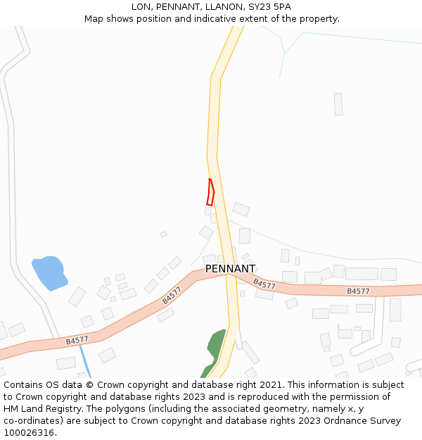 LON, PENNANT, LLANON, SY23 5PA: Location map and indicative extent of plot