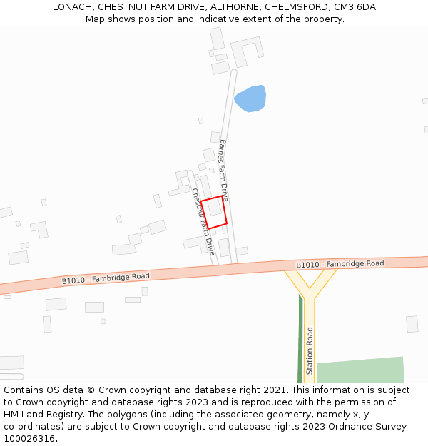 LONACH, CHESTNUT FARM DRIVE, ALTHORNE, CHELMSFORD, CM3 6DA: Location map and indicative extent of plot