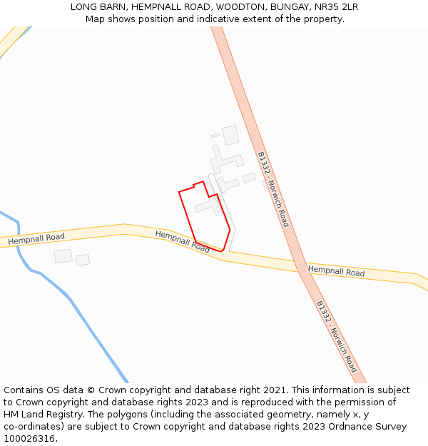 LONG BARN, HEMPNALL ROAD, WOODTON, BUNGAY, NR35 2LR: Location map and indicative extent of plot