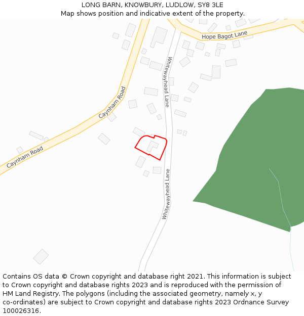LONG BARN, KNOWBURY, LUDLOW, SY8 3LE: Location map and indicative extent of plot