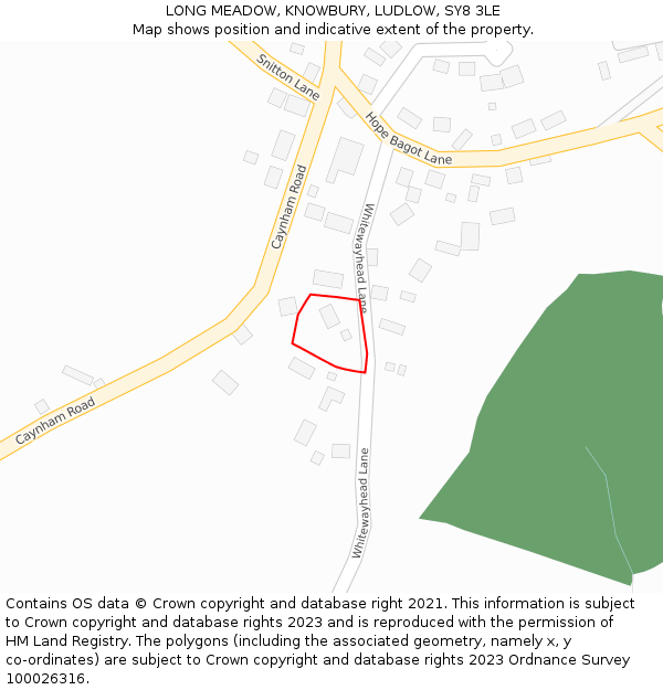 LONG MEADOW, KNOWBURY, LUDLOW, SY8 3LE: Location map and indicative extent of plot