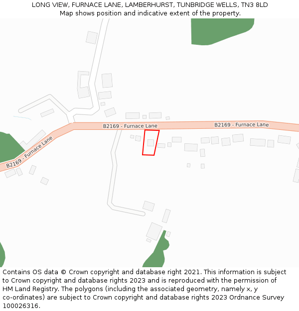 LONG VIEW, FURNACE LANE, LAMBERHURST, TUNBRIDGE WELLS, TN3 8LD: Location map and indicative extent of plot