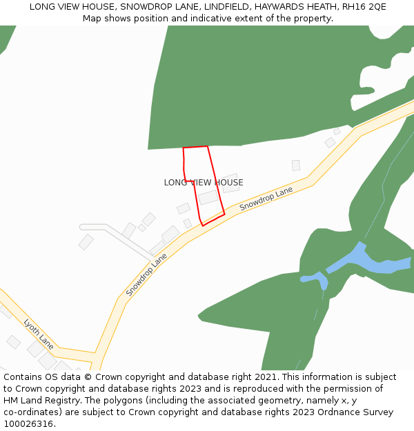 LONG VIEW HOUSE, SNOWDROP LANE, LINDFIELD, HAYWARDS HEATH, RH16 2QE: Location map and indicative extent of plot