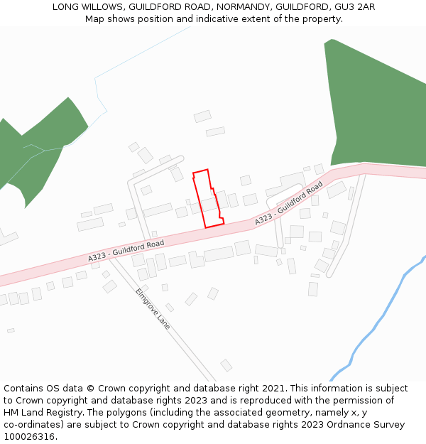 LONG WILLOWS, GUILDFORD ROAD, NORMANDY, GUILDFORD, GU3 2AR: Location map and indicative extent of plot